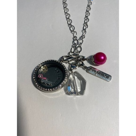 Floating Locket Necklace - Breast Cancer Awareness - Picture 4 of 7